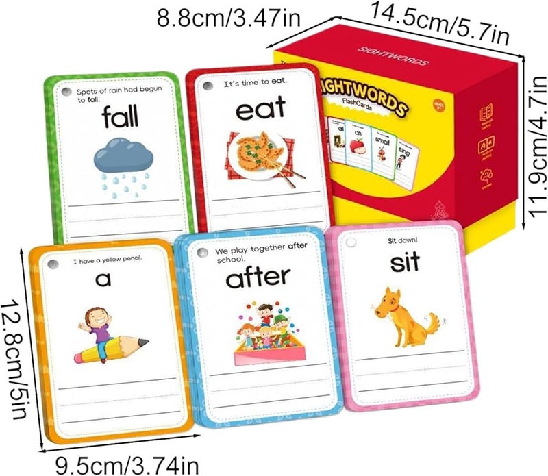Sight Words Flash Cards Kindergarten Preschool Learning Set Paper Material Educational Word Practice - Image 3